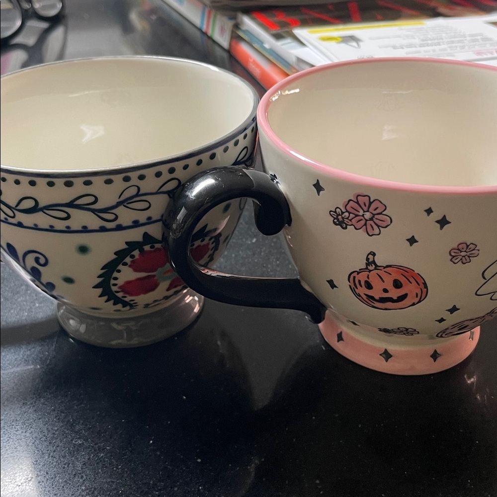 Set of Two Mugs.  One is Halloween..